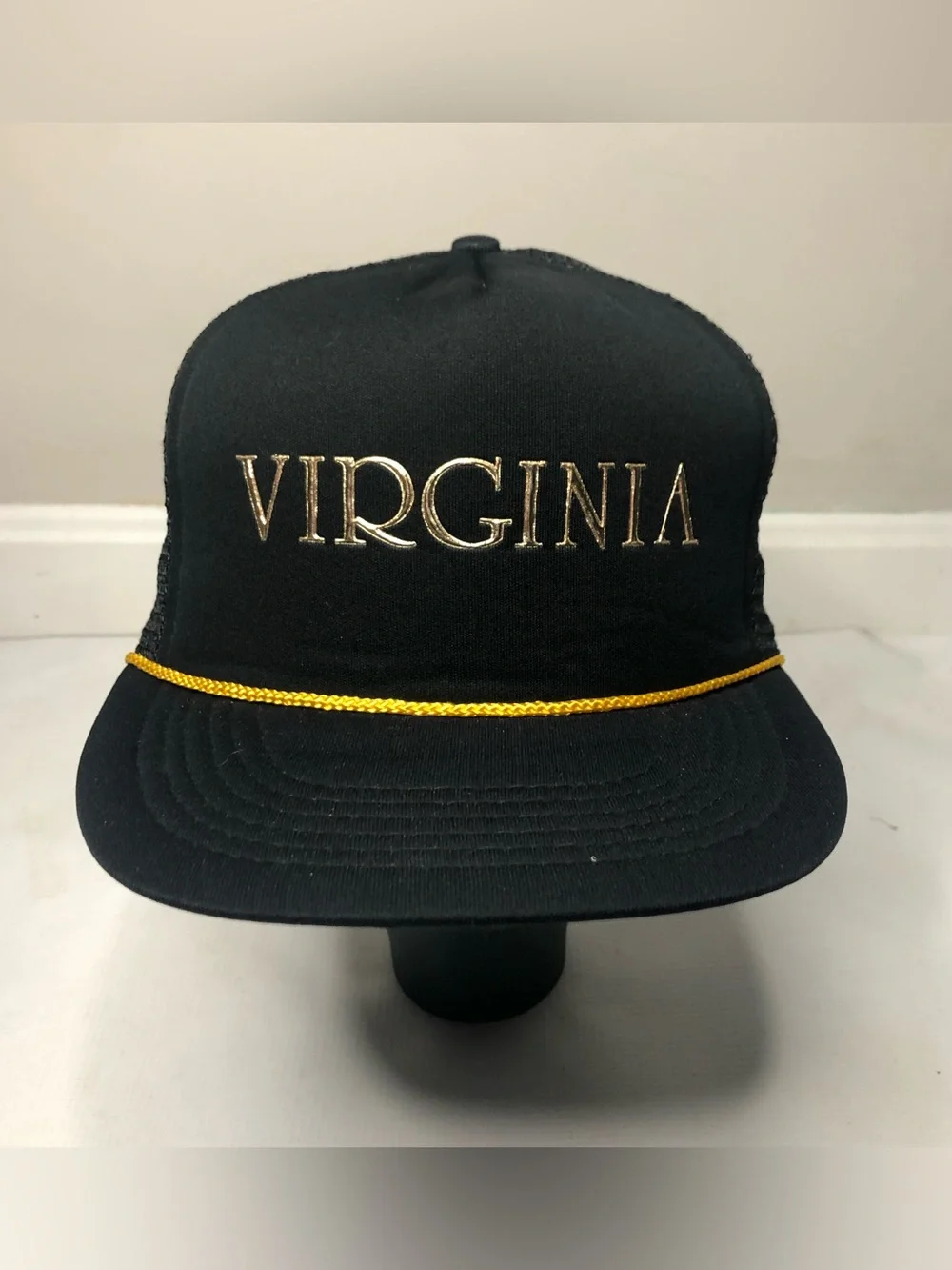Virginia vintage Trucker Hat - Black with Gold Rope